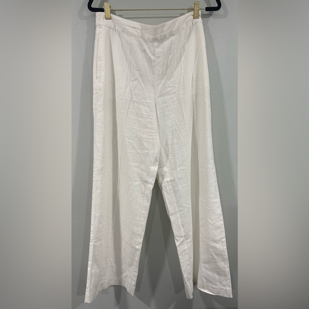 Coldwater Creek Cream Straight Leg Pants size S/8 linen blend